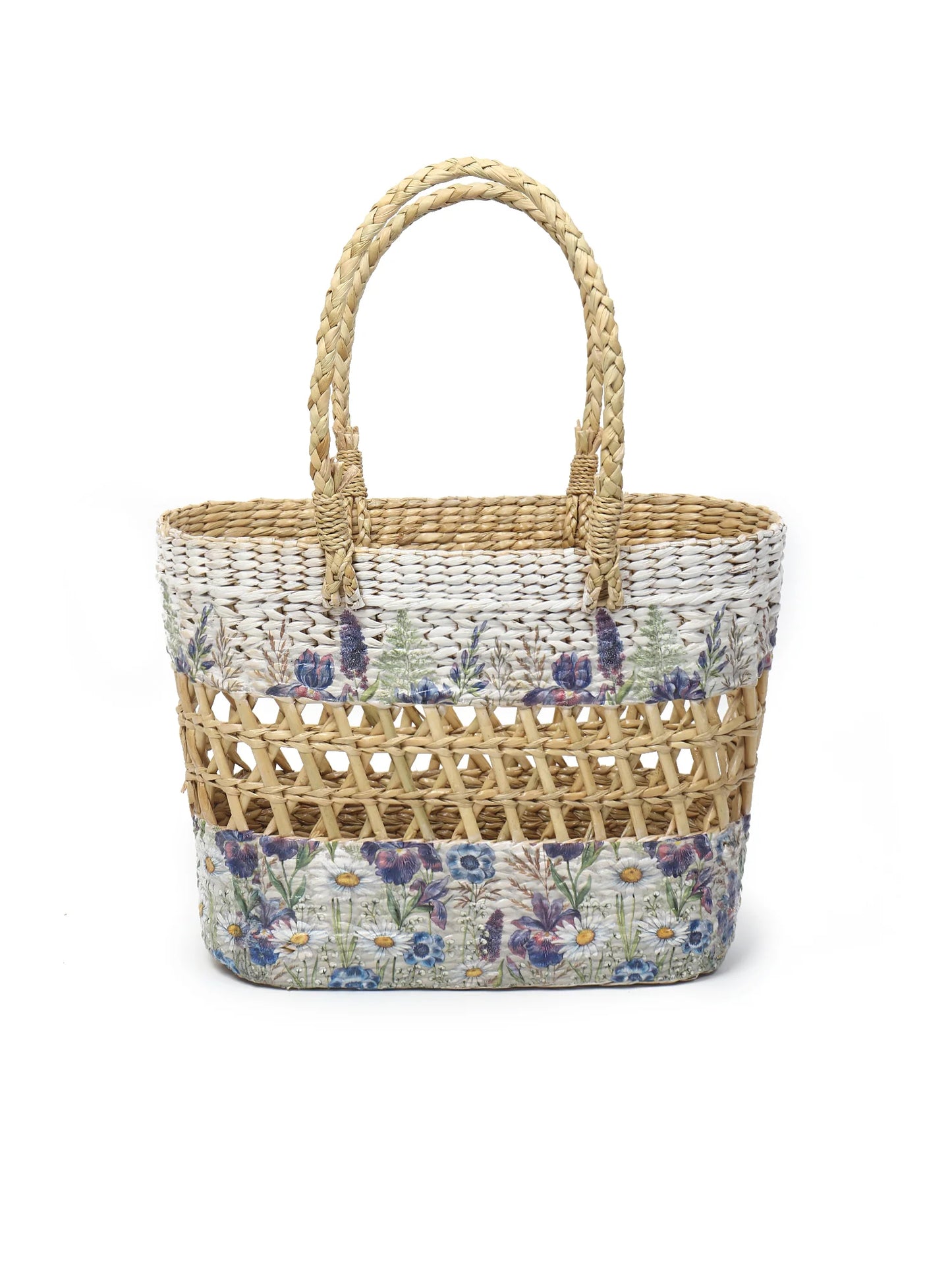Handwoven Seagrass Tote for Shopping, Picnic & Office Storage