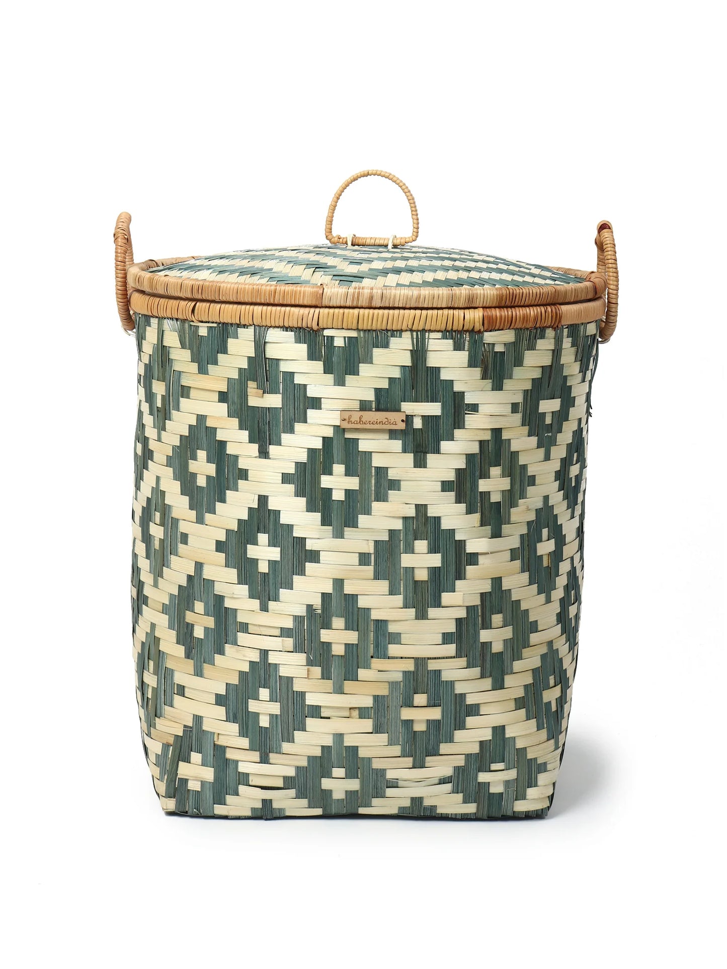 Natural Bamboo Storage Basket with Lid for Bathroom, Bedroom, and Laundry Use