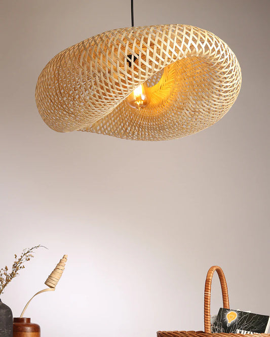 Rustic Bamboo Hanging Lamp for Home Decor and Hall