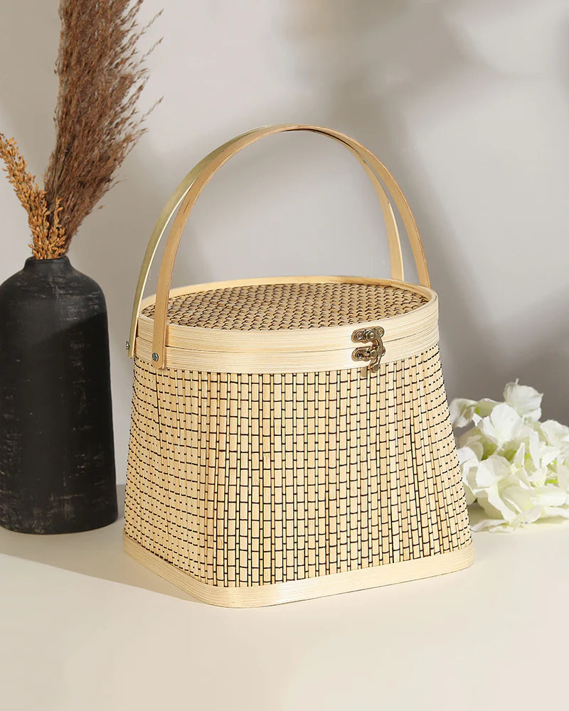 Eco-Friendly Bamboo Picnic Basket for Beach, Park & Picnic Days
