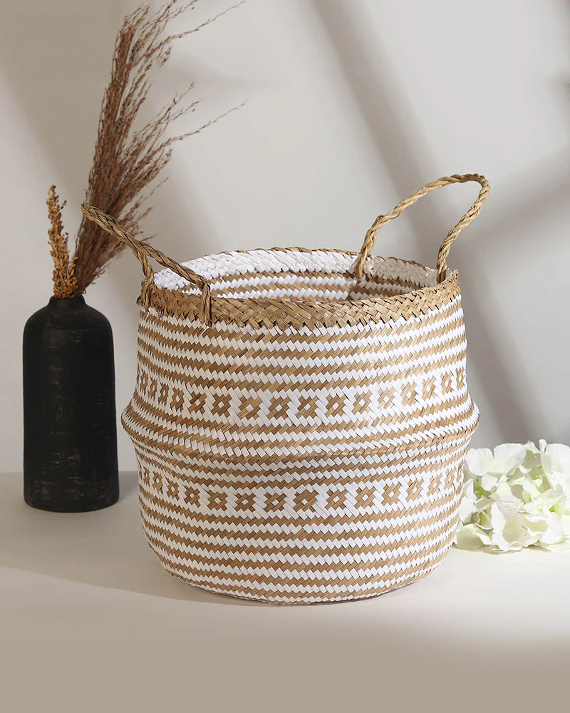 Woven Belly Basket for Indoor Plants & Cozy Corners