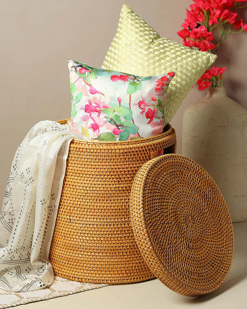 Rattan Laundry Hamper with Lid for Clothes, Toys, and Home Storage