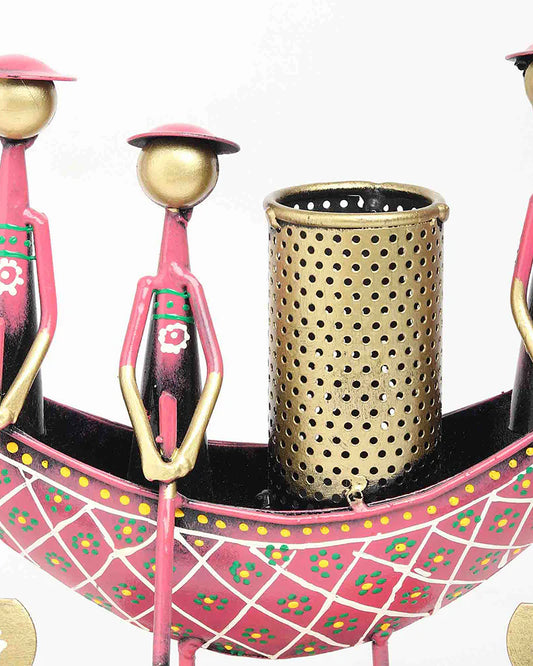 Metal Boat Shaped Pen Holder for Office Desk and Stationery Organization