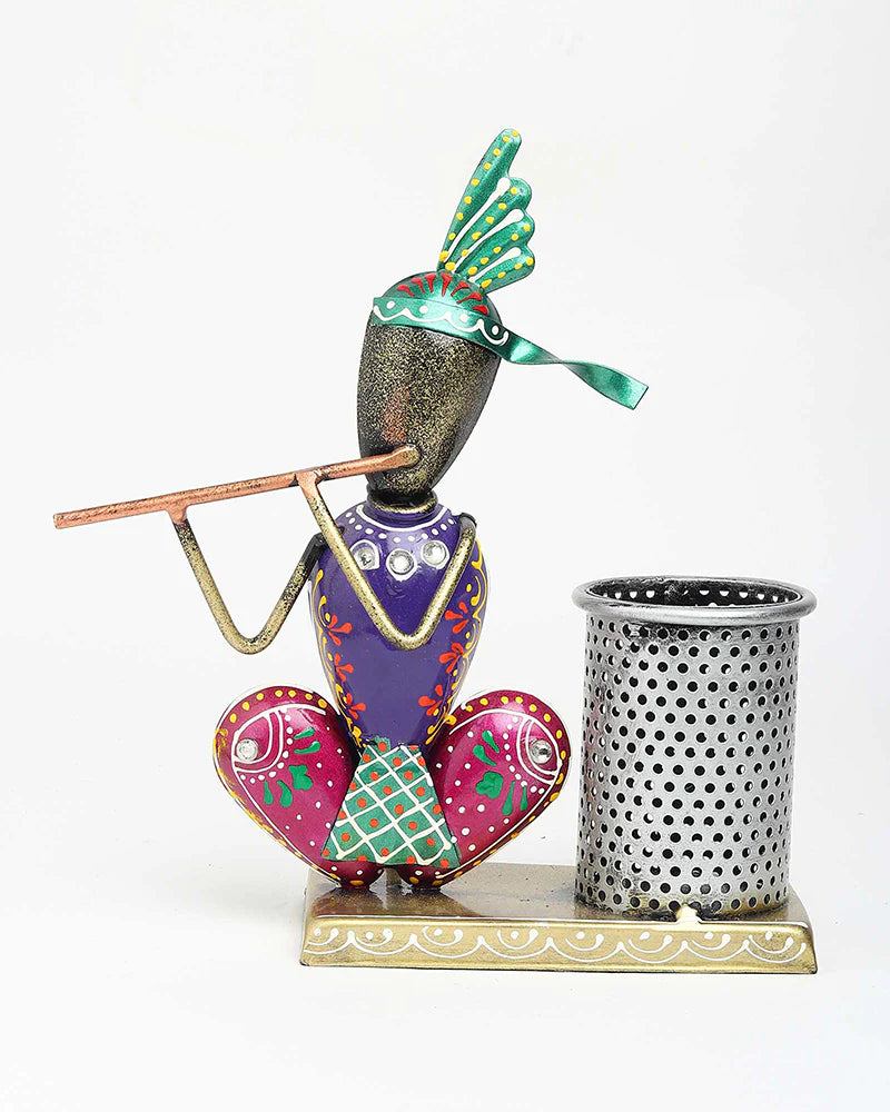 Metal Krishna Desk Organizer and Pen Stand for Office and Home