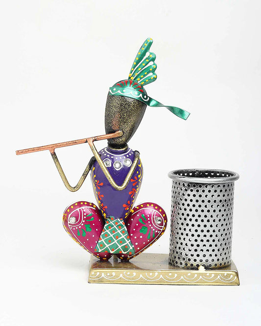 Metal Krishna Desk Organizer and Pen Stand for Office and Home