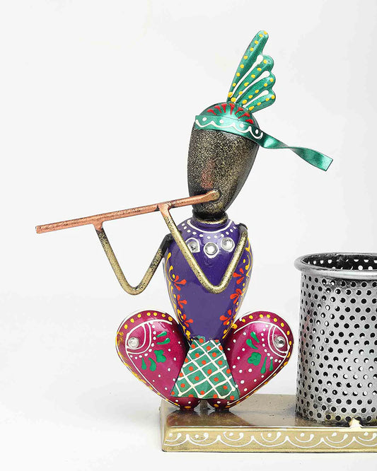 Metal Krishna Desk Organizer and Pen Stand for Office and Home