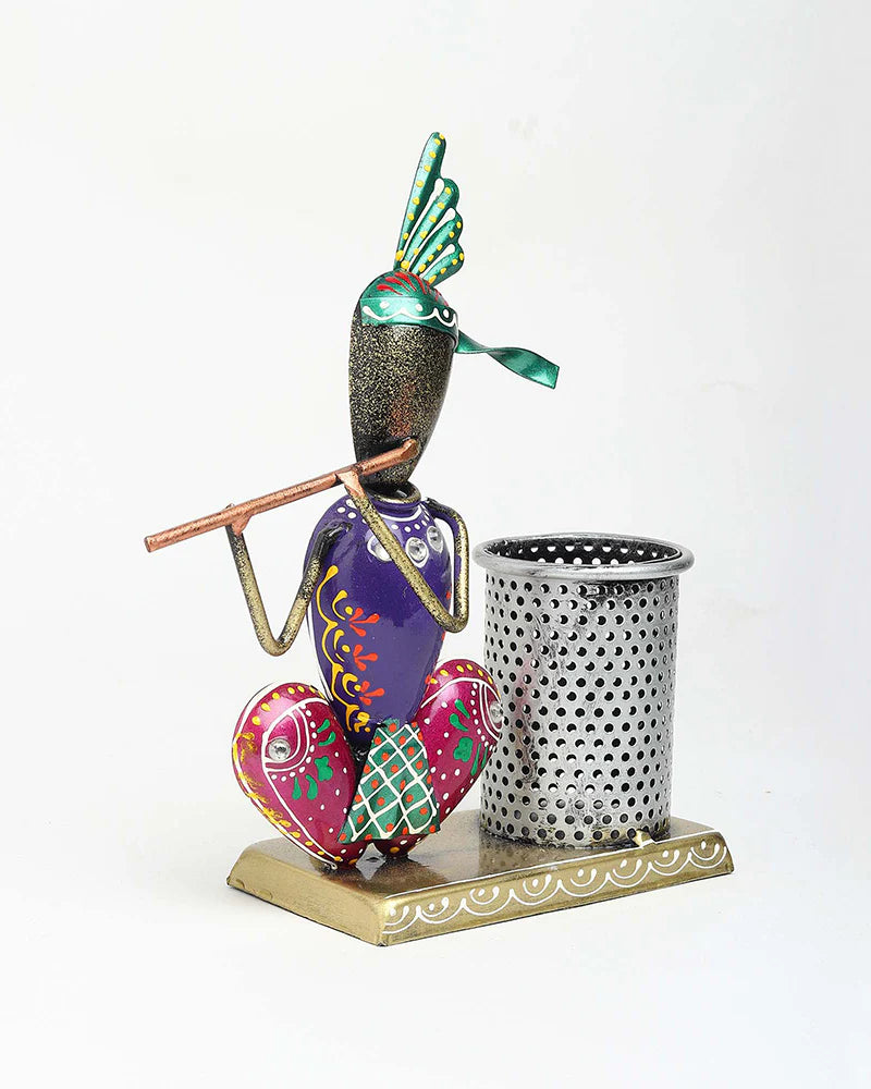 Metal Krishna Desk Organizer and Pen Stand for Office and Home