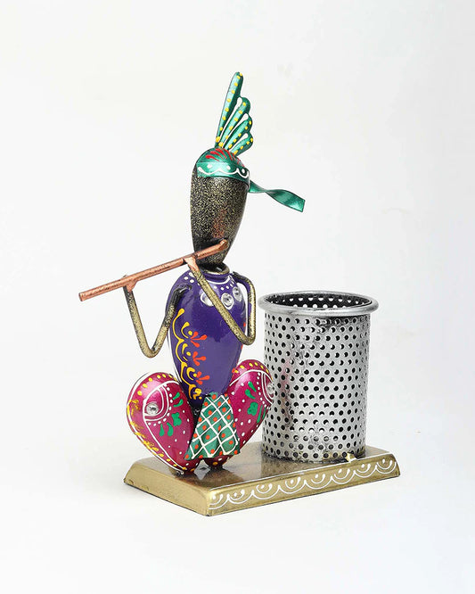 Metal Krishna Desk Organizer and Pen Stand for Office and Home