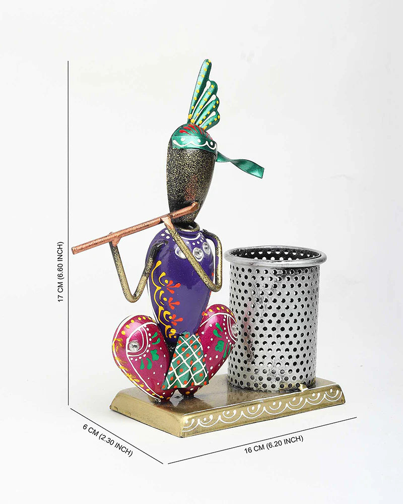 Metal Krishna Desk Organizer and Pen Stand for Office and Home