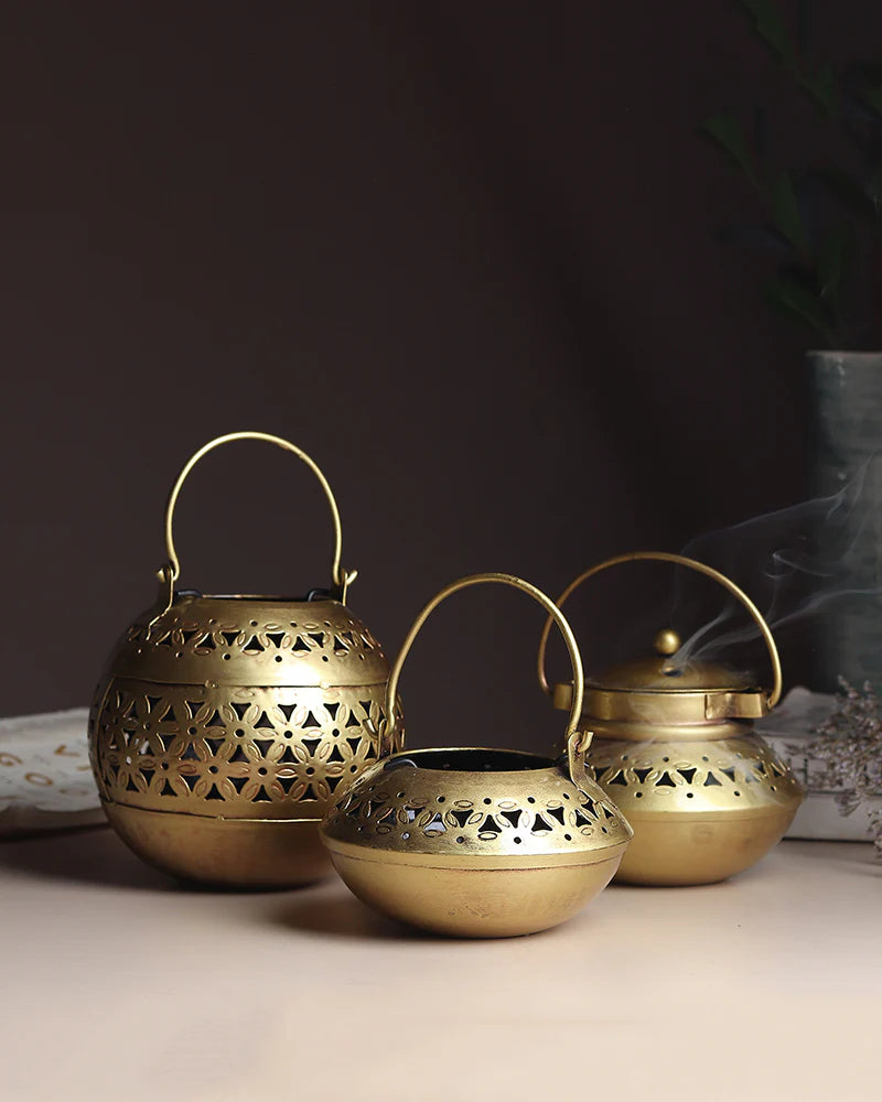 Set of 3 Candle Holders for Home Decor and Diwali Tealight Decoration