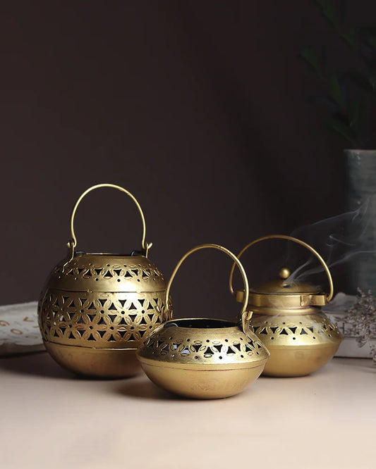 Set of 3 Candle Holders for Home Decor and Diwali Tealight Decoration