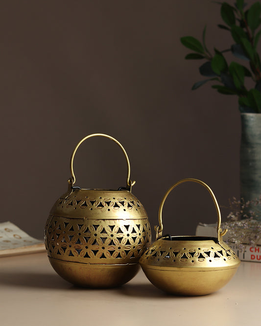 Metal Candle Holder | Tealight Holder | Diwali Decoration For Home - Set of 2