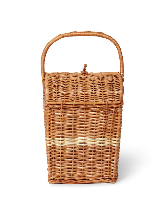 Rustic Wicker Picnic Basket Handmade for Beach, Picnic & Weekend Trips