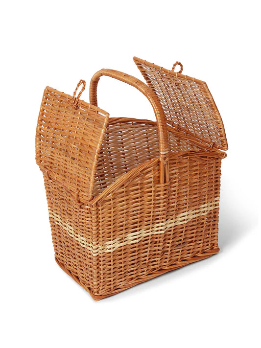 Rustic Wicker Picnic Basket Handmade for Beach, Picnic & Weekend Trips