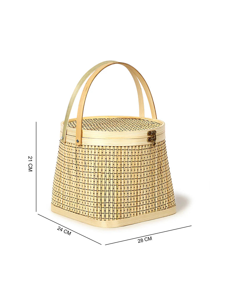 Eco-Friendly Bamboo Picnic Basket for Beach, Park & Picnic Days