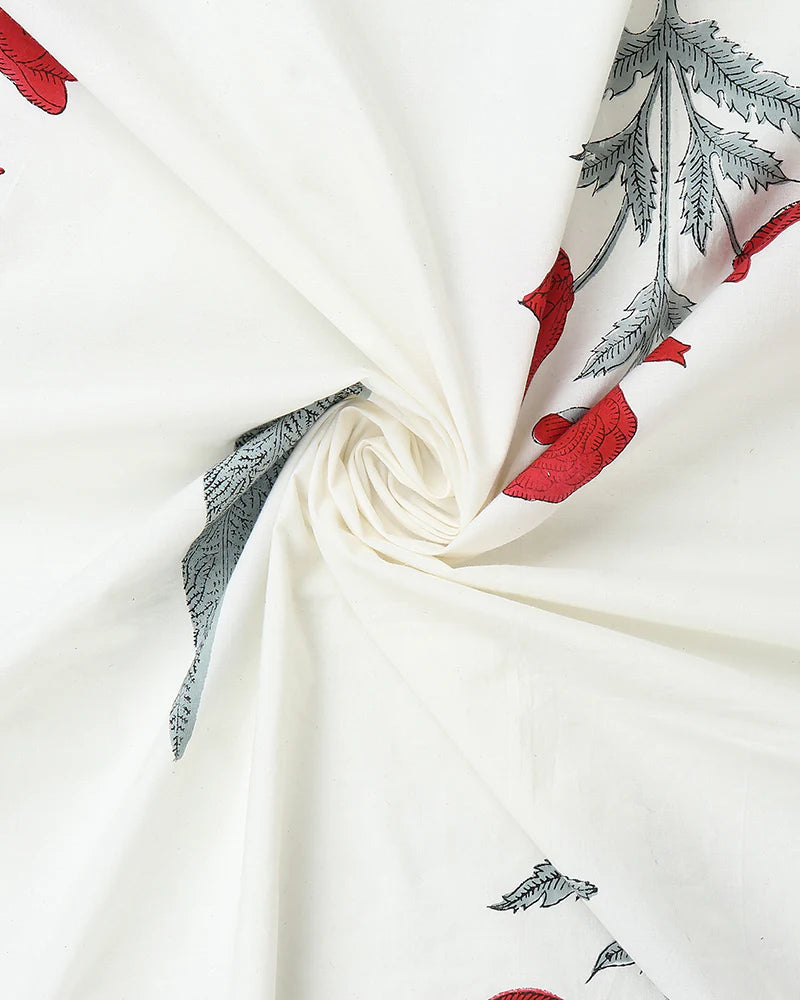 Jaipur Handblock Printed 100% Premium Cotton King Bed Sheet Set with Coordinated Pillow Covers