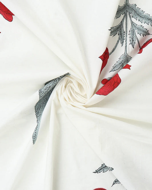 Jaipur Handblock Printed 100% Premium Cotton King Bed Sheet Set with Coordinated Pillow Covers