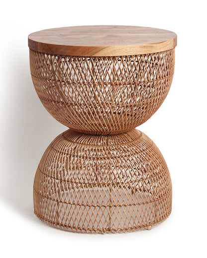 Brown Rattan Stool for Home Styling and Corner Display
