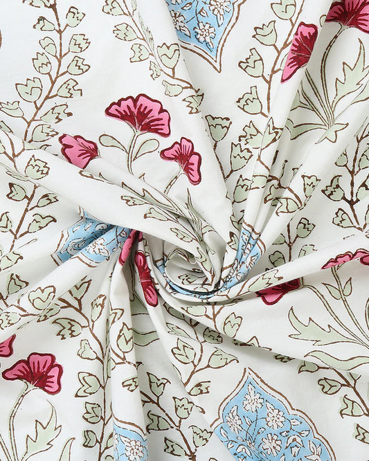 Elegant Jaipur Handblock Printed 100% Premium Cotton King Size Bed Sheet with 2 Pillow Covers