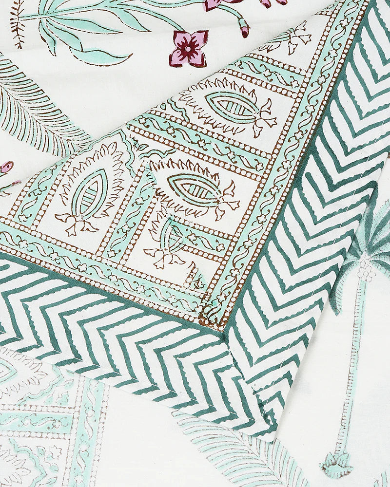 Artisanal Jaipur Handblock Printed 100% Premium Cotton King Bed Sheet with Matching Pillow Covers