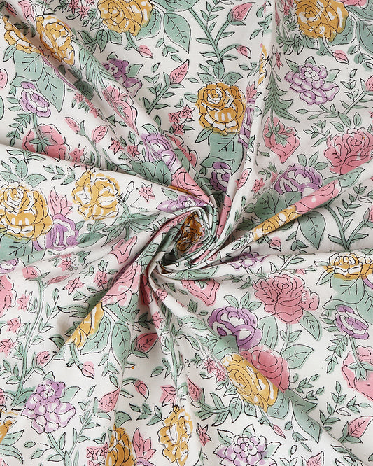 Traditional Jaipur Handblock Printed 100% Premium Cotton King Size Bed Sheet Set