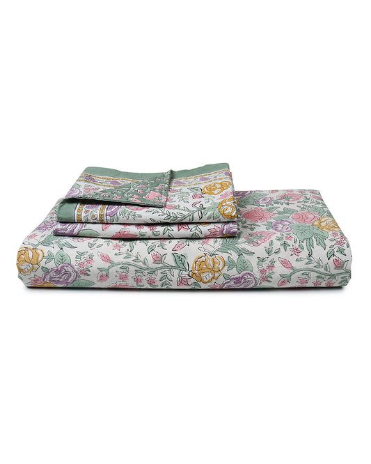 Traditional Jaipur Handblock Printed 100% Premium Cotton King Size Bed Sheet Set