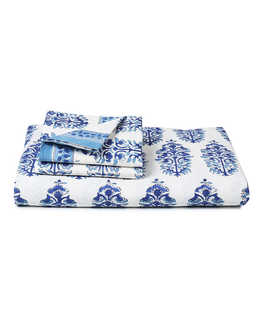 Classic Jaipur Handblock Printed 100% Premium Cotton King Bed Sheet Set with 2 Pillow Covers