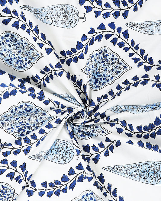 Handcrafted Jaipur Handblock Printed 100% Premium Cotton King Bed Sheet with Coordinated Pillow Covers