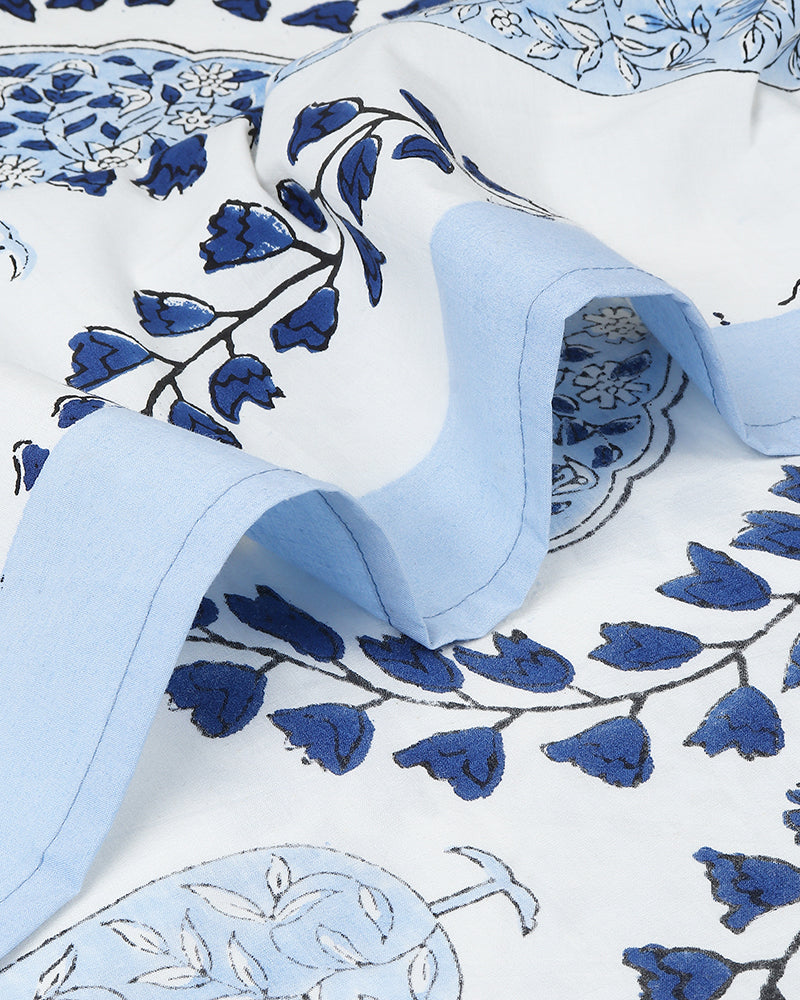 Handcrafted Jaipur Handblock Printed 100% Premium Cotton King Bed Sheet with Coordinated Pillow Covers