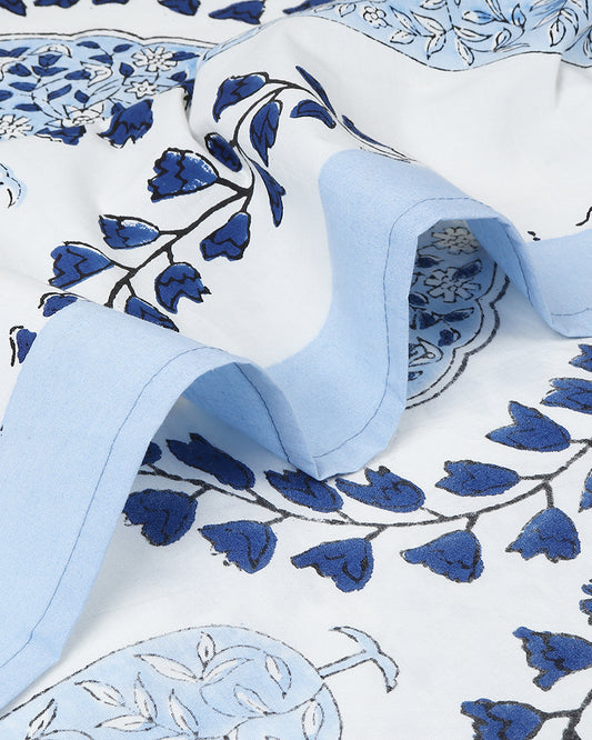 Handcrafted Jaipur Handblock Printed 100% Premium Cotton King Bed Sheet with Coordinated Pillow Covers