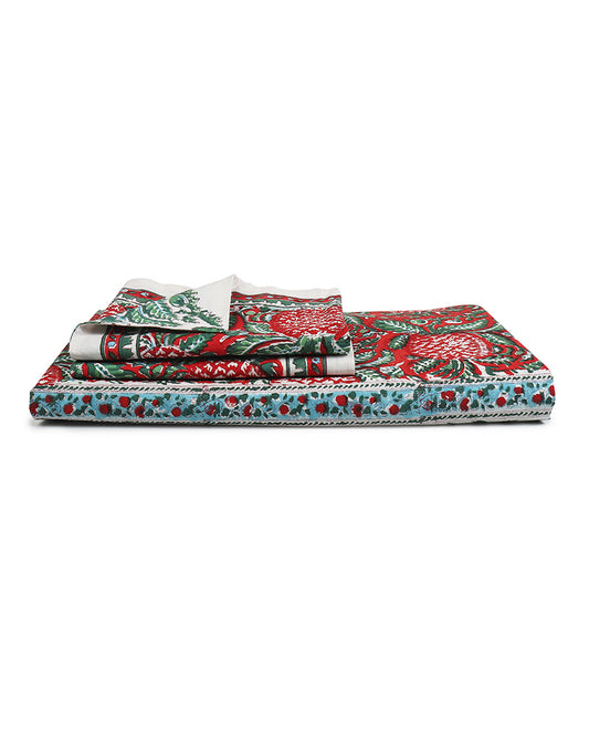 Cultural Jaipur Handblock Printed 100% Premium Cotton King Bed Sheet with Matching Pillow Covers