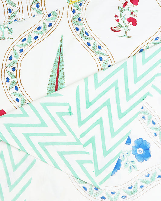 Vibrant Jaipur Handblock Printed 100% Premium Cotton King Bed Sheet with 2 Pillow Covers