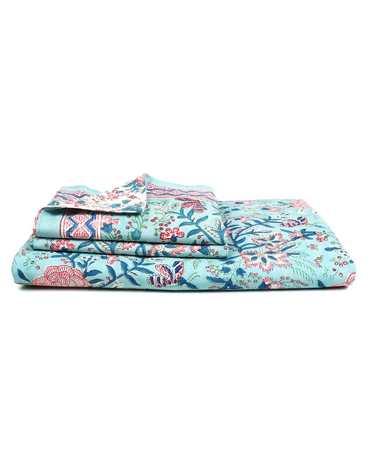 Contemporary Jaipur Handblock Printed 100% Premium Cotton King Size Bed Sheet Set