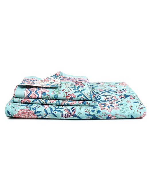 Contemporary Jaipur Handblock Printed 100% Premium Cotton King Size Bed Sheet Set