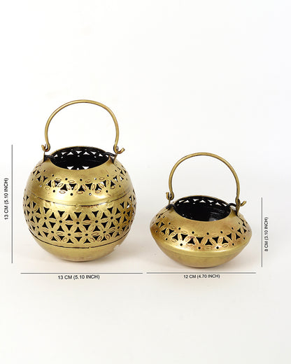 Metal Candle Holder | Tealight Holder | Diwali Decoration For Home - Set of 2