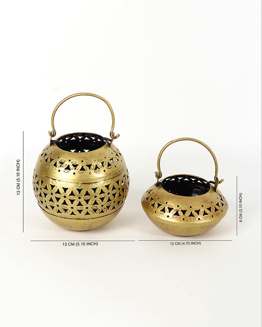 Metal Candle Holder | Tealight Holder | Diwali Decoration For Home - Set of 2