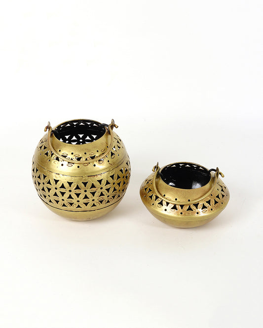 Metal Candle Holder | Tealight Holder | Diwali Decoration For Home - Set of 2