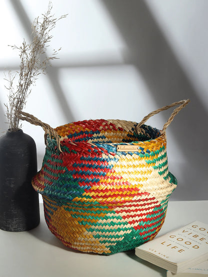 Plantes et paniers de rangement en jonc de mer - Multicolore
