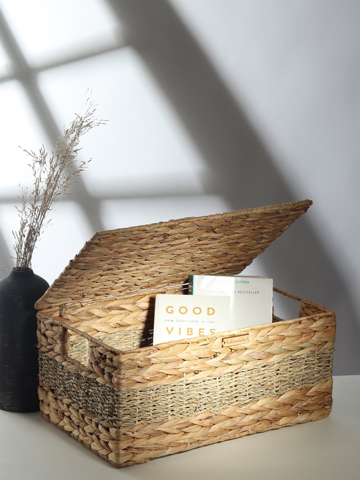Seagrass Storage Boxes & Basket with Metal Frame