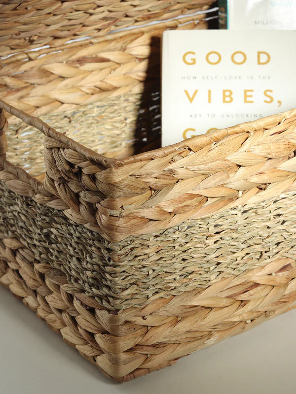 Eco-Friendly Seagrass Lid Box for Scarves, Belts & Wardrobe Essentials