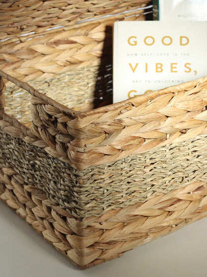 Eco-Friendly Seagrass Lid Box for Scarves, Belts & Wardrobe Essentials