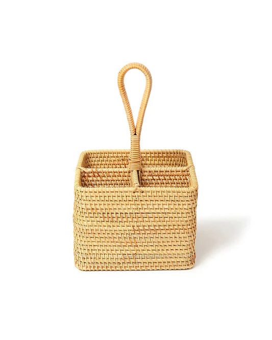 Rattan Spoon Stand for Kitchen Counter, Cutlery Holder, and Table Organizer