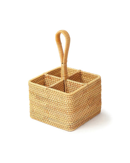 Rattan Spoon Stand for Kitchen Counter, Cutlery Holder, and Table Organizer