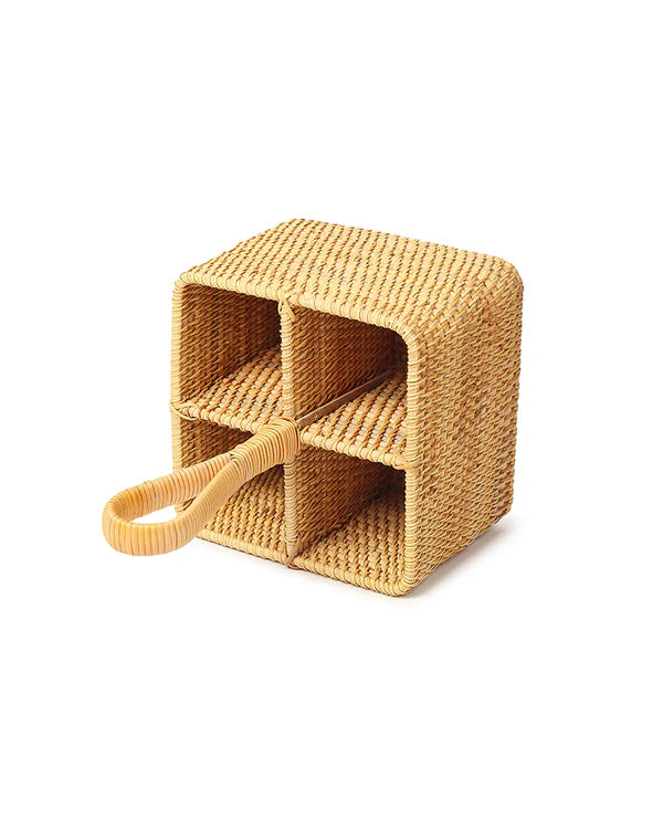 Rattan Spoon Stand for Kitchen Counter, Cutlery Holder, and Table Organizer