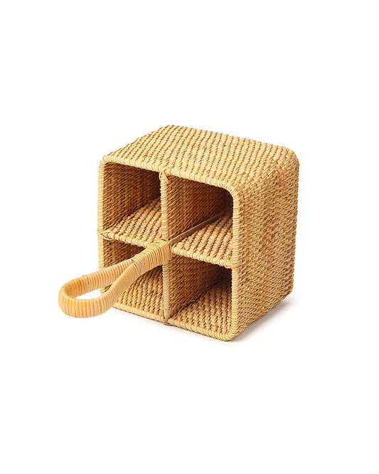 Rattan Spoon Stand for Kitchen Counter, Cutlery Holder, and Table Organizer