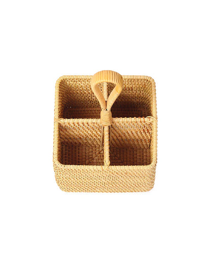 Rattan Spoon Stand for Kitchen Counter, Cutlery Holder, and Table Organizer