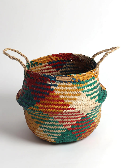 Handwoven Belly Basket for Houseplants & Soft Storage