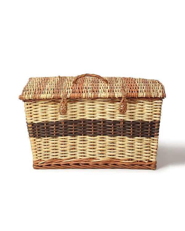 Rustic Seagrass Storage Box with Lid for Desk, Closet & Household Item