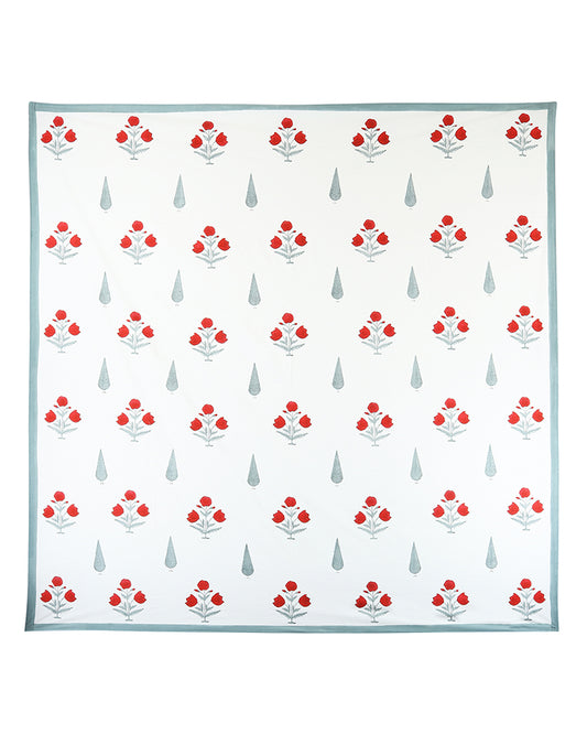 Jaipur Handblock Printed 100% Premium Cotton King Bed Sheet Set with Coordinated Pillow Covers