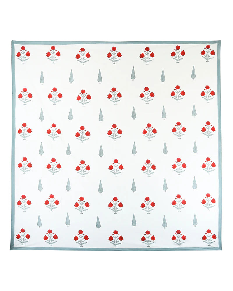 Jaipur Handblock Printed 100% Premium Cotton King Bed Sheet Set with Coordinated Pillow Covers